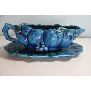 INARCO Blue Mood Indigo Fruit 9 Inch Gray Boat E2920